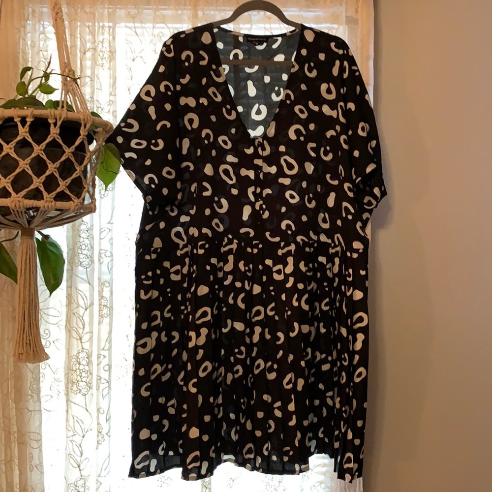 ASOS black and white pleated dress